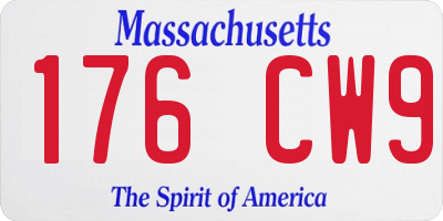 MA license plate 176CW9