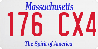 MA license plate 176CX4