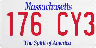 MA license plate 176CY3
