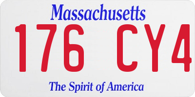 MA license plate 176CY4