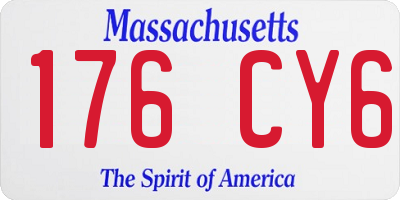 MA license plate 176CY6