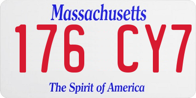 MA license plate 176CY7