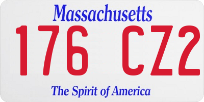 MA license plate 176CZ2