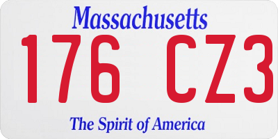 MA license plate 176CZ3