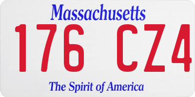 MA license plate 176CZ4