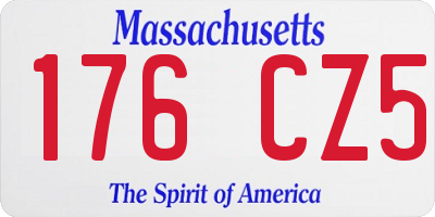 MA license plate 176CZ5
