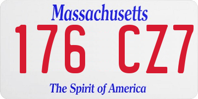 MA license plate 176CZ7