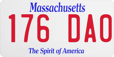MA license plate 176DA0