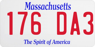 MA license plate 176DA3