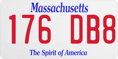 MA license plate 176DB8