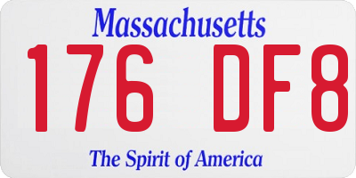 MA license plate 176DF8