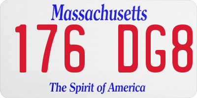 MA license plate 176DG8