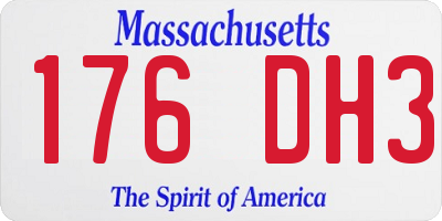 MA license plate 176DH3