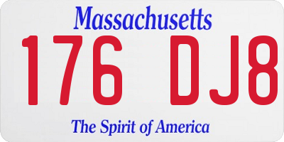 MA license plate 176DJ8