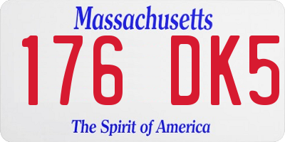 MA license plate 176DK5