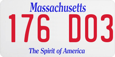 MA license plate 176DO3