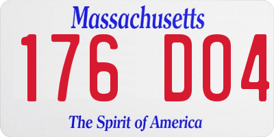 MA license plate 176DO4