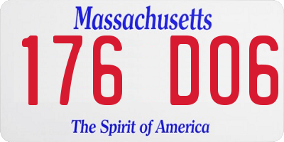 MA license plate 176DO6