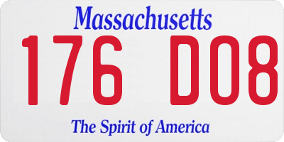 MA license plate 176DO8