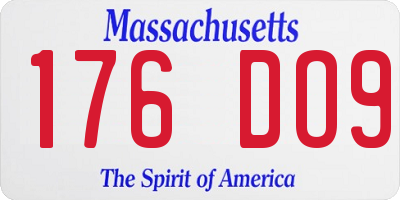 MA license plate 176DO9