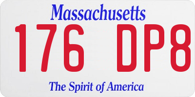 MA license plate 176DP8