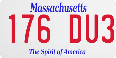 MA license plate 176DU3