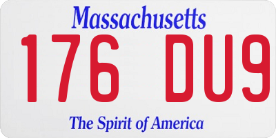 MA license plate 176DU9