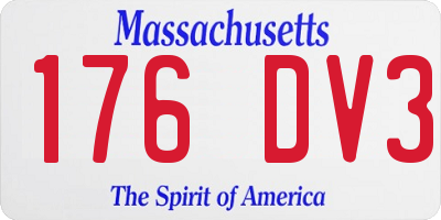 MA license plate 176DV3