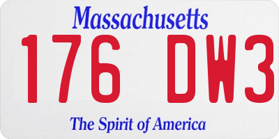 MA license plate 176DW3