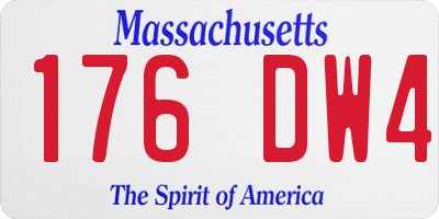 MA license plate 176DW4