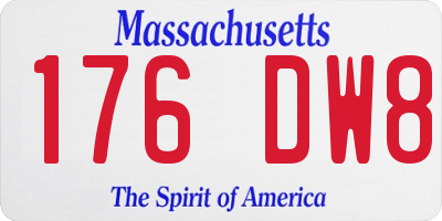 MA license plate 176DW8