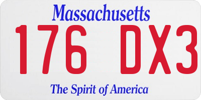 MA license plate 176DX3