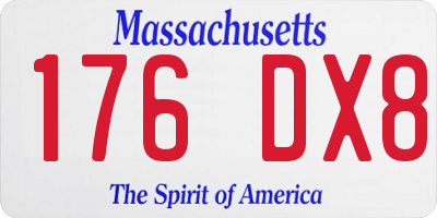 MA license plate 176DX8
