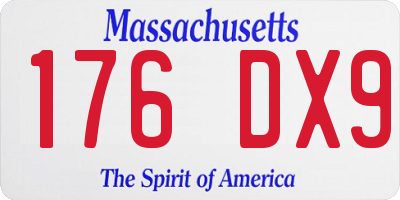 MA license plate 176DX9