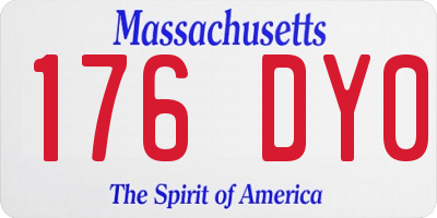 MA license plate 176DY0