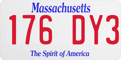 MA license plate 176DY3
