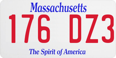 MA license plate 176DZ3