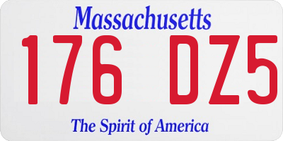 MA license plate 176DZ5