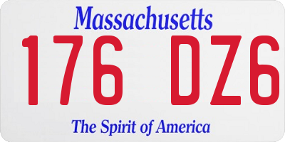 MA license plate 176DZ6