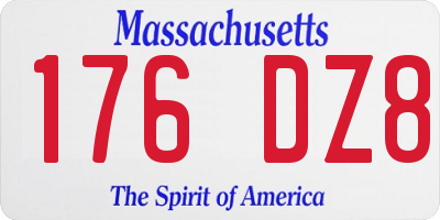 MA license plate 176DZ8