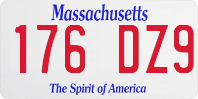 MA license plate 176DZ9