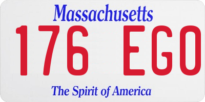 MA license plate 176EG0