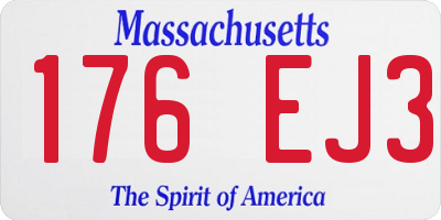 MA license plate 176EJ3