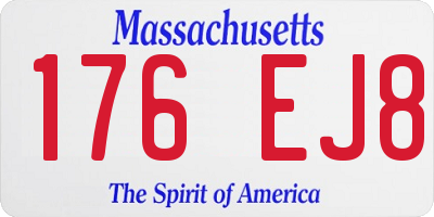 MA license plate 176EJ8