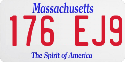 MA license plate 176EJ9