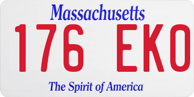 MA license plate 176EK0
