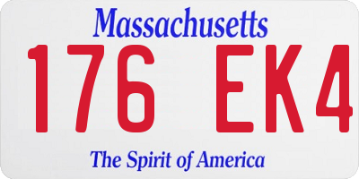 MA license plate 176EK4