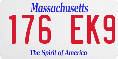 MA license plate 176EK9