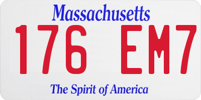 MA license plate 176EM7