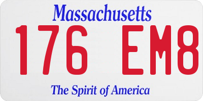 MA license plate 176EM8